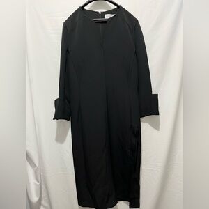 Victoria Beckham Crepe Military Fitted Sheath Side Slit Dress Made i France Sz 8